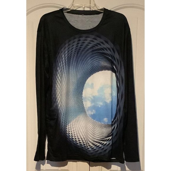 Womens Long Sleeved Shirt Sky Clouds Geometric Swirl XL - Picture 1 of 5